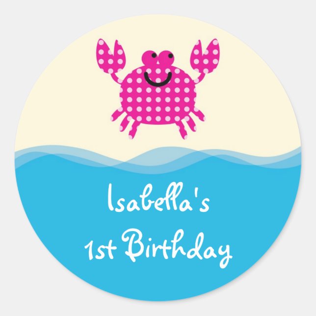 Sea Creatures Girl Favour Sticker (Front)