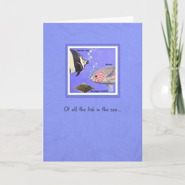 Sea Creatures Moorish Idol Fish Anniversary Card (Front)