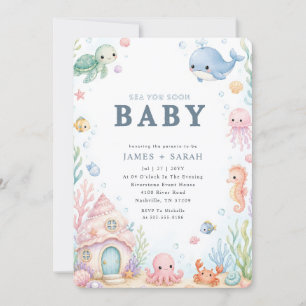 Sea Creatures Ocean Animals Sea Baby Shower Invitation