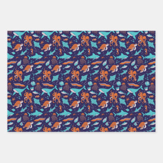 Sea Creatures Wrapping Paper Sheet