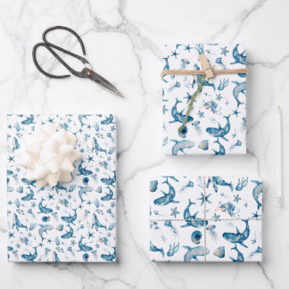 Sea creatures wrapping paper sheet