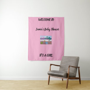 Sea Critters Baby Shower Pink Background Tapestry