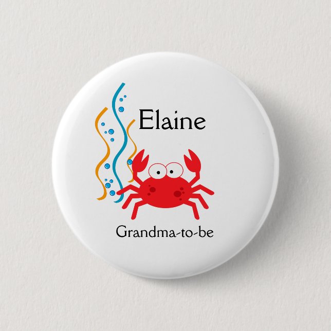 SEA CRITTERS CRAB NAME TAG Personalized Button (Front)