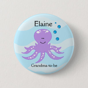SEA CRITTERS OCTOPUS NAME TAG Personalized Button