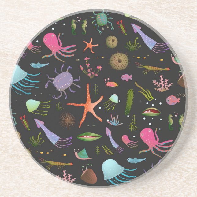 Sea Critters Pattern Coaster (Front)