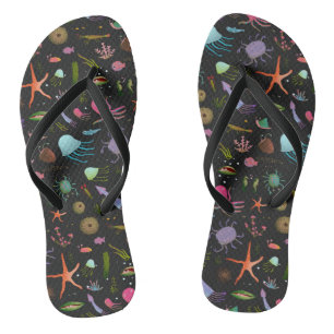 Sea Critters Pattern Flip Flops