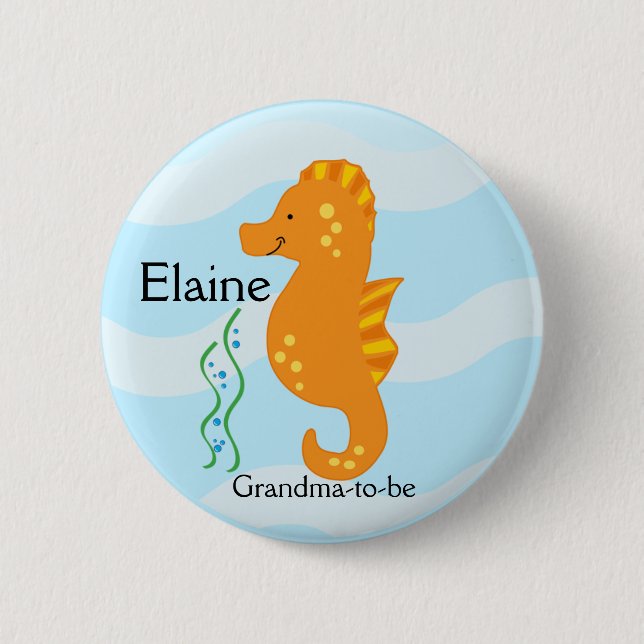 SEA CRITTERS SEAHORSE NAME TAG Personalized Button (Front)