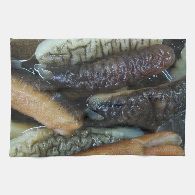Sea Cucumber ... Yaowarat Market Food Kitchen Towel (Horizontal)