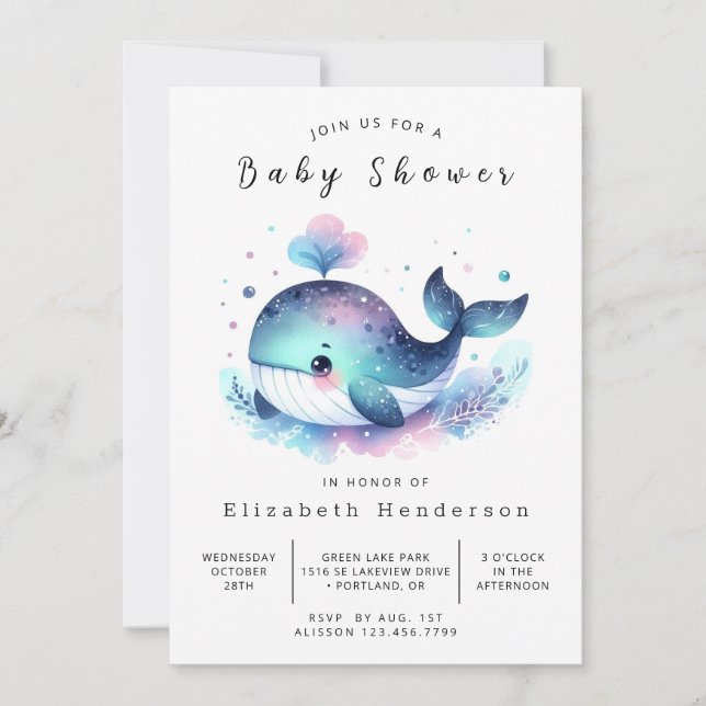 Sea Custom Whale Baby Shower Invitation (Front)