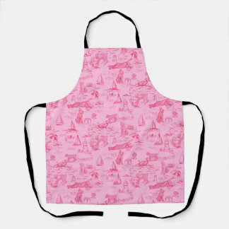 Sea Dog Toile Pink Apron