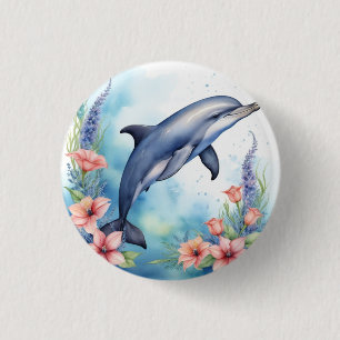 Sea Dolphin 1 Inch Round Button