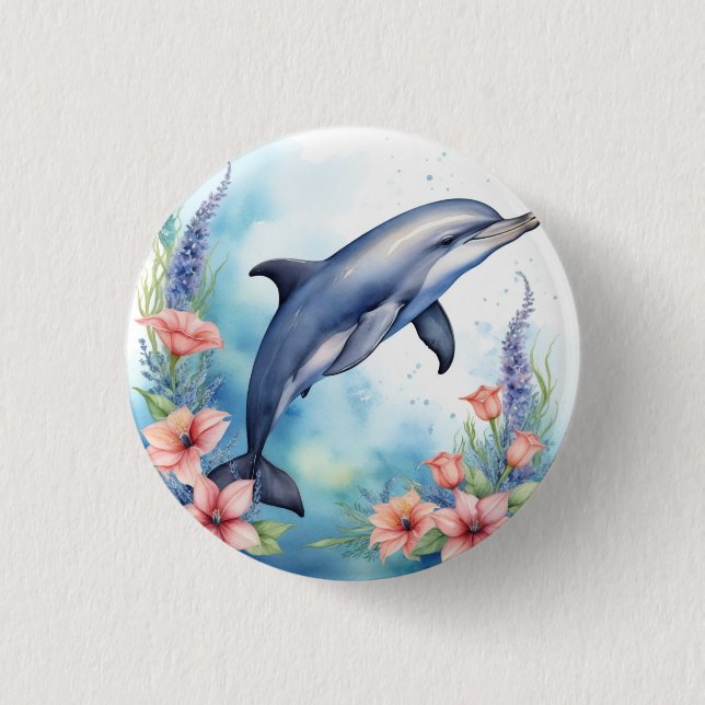 Sea Dolphin 1 Inch Round Button (Front)