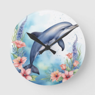 Sea Dolphin Round Clock