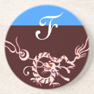 SEA DRAGON 2 MONOGRAM blue purple Coaster