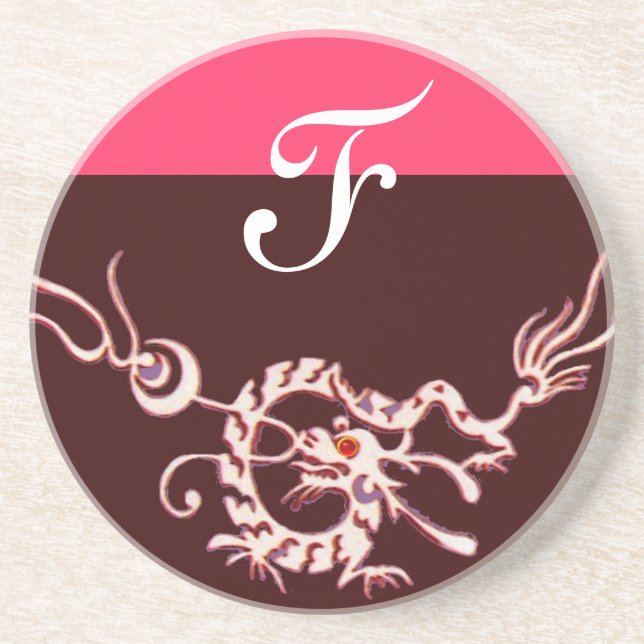 SEA DRAGON 2 MONOGRAM pink purple Coaster (Front)