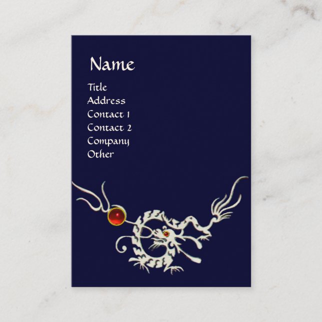 SEA DRAGON 2 RUBY MONOGRAM   white red blue Business Card (Front)