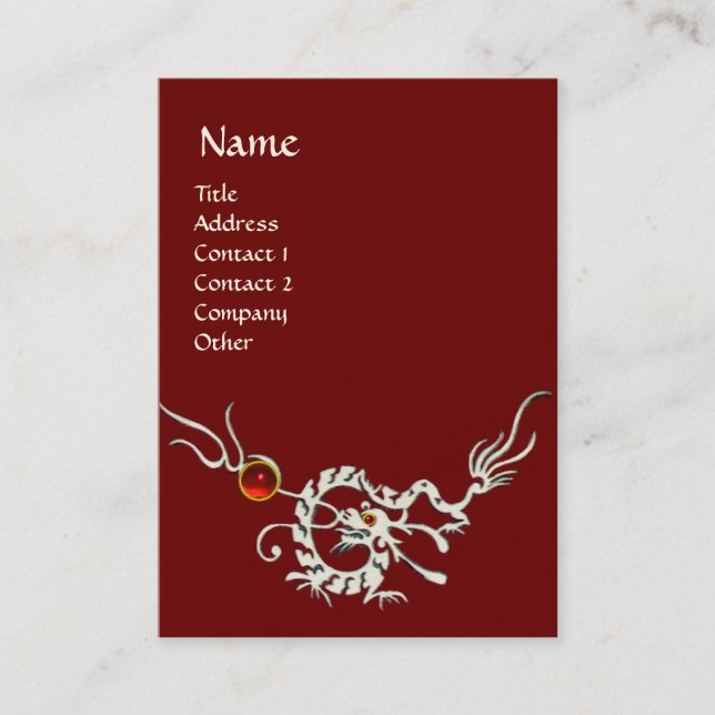 SEA DRAGON 2 RUBY MONOGRAM   white red Business Card (Front)