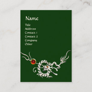 SEA DRAGON 2 RUBY MONOGRAM   white red green Business Card