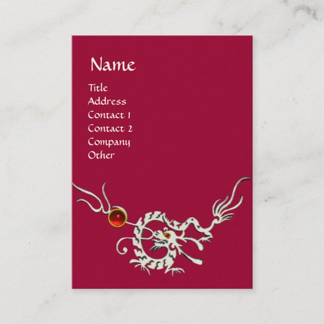 SEA DRAGON 2 RUBY MONOGRAM   white red purple Business Card (Front)