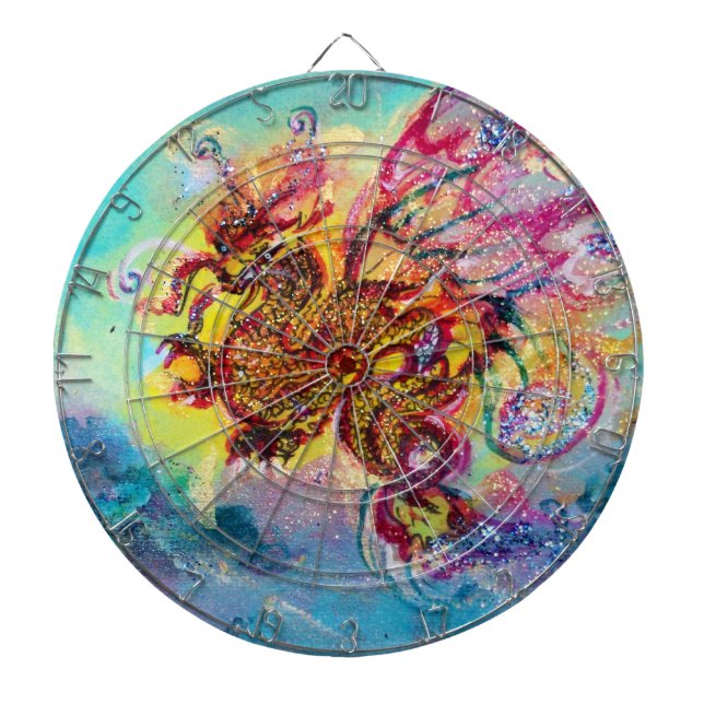 SEA DRAGON AND BLUE WAVES Fantasy Dartboard (Front)