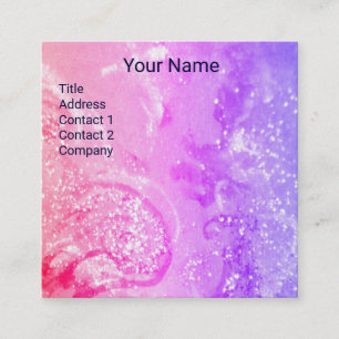 SEA DRAGON AND BLUE WAVES Fantasy Pink Purple Square Business Card