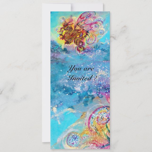 SEA DRAGON blue violet purple black yellow Invitation (Front)