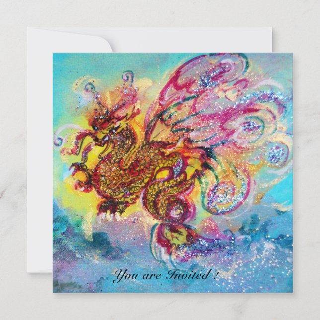 SEA DRAGON blue violet purple black yellow Invitation (Front)