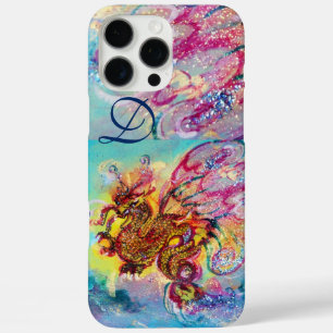 SEA DRAGON IN GOLD BLUE SPARKLES MONOGRAM iPhone 16 PRO MAX CASE