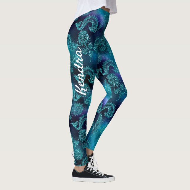 Sea Dragon Monster Turquoise Personalized Leggings (Right)
