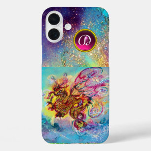 SEA DRAGON PINK PURPLE GEM STONE MONOGRAM iPhone 16 PLUS CASE