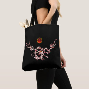 SEA DRAGON RUBY, black and white red Tote Bag