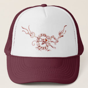 SEA DRAGON RUBY, black and white red Trucker Hat