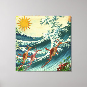 Sea Dragons Rough Water Canvas Print