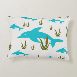 Sea Dream unique turquoise dolphin ocean themed Accent Pillow