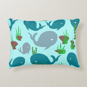 Sea Dream unique turquoise whale ocean themed Accent Pillow