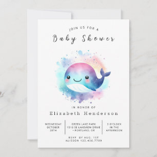Sea Editable Whale Baby Shower Invitation