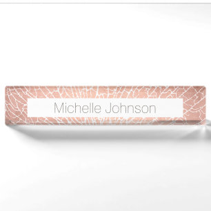 Sea Fan Coral Pattern Faux Rose Gold Nameplate