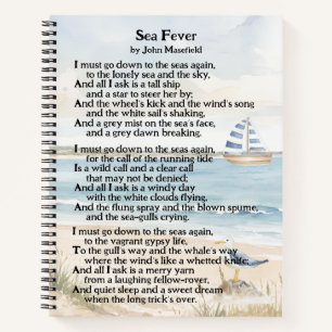 Sea Fever John Masefield Nautical Poem Notebook