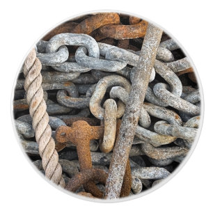 SEA FISHING CHAIN AND ROPE CERAMIC KNOB