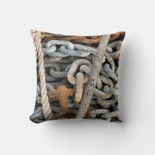 SEA FISHING CHAIN AND ROPE THROW PILLOW