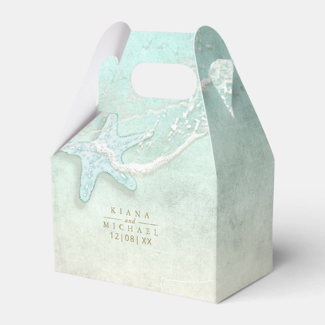 Sea Foam Beach Wedding ID837 Favor Box (Front Side)