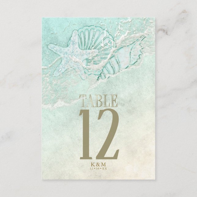 Sea Foam Beach Wedding ID837 Invitation (Back)