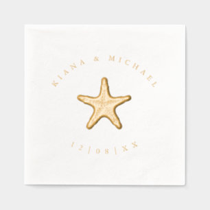 Sea Foam Beach Wedding Starfish ID837 Foil Napkins
