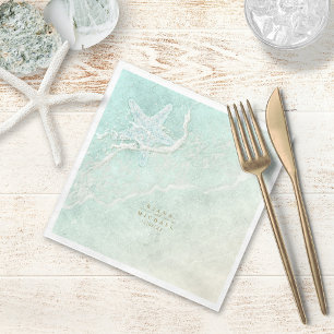 Sea Foam Beach Wedding Starfish ID837 Napkin