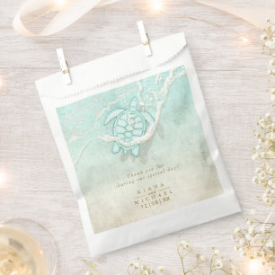 Sea Foam Beach Wedding Turtle Thank You ID837 Favour Bag