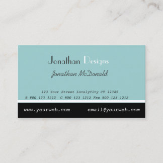 Sea Foam Blue Stylish Clean Plain Designer Business Card