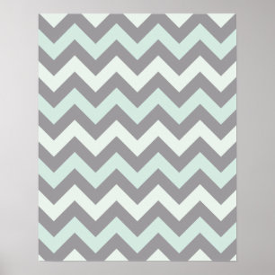 sea foam blue zig zag pattern poster