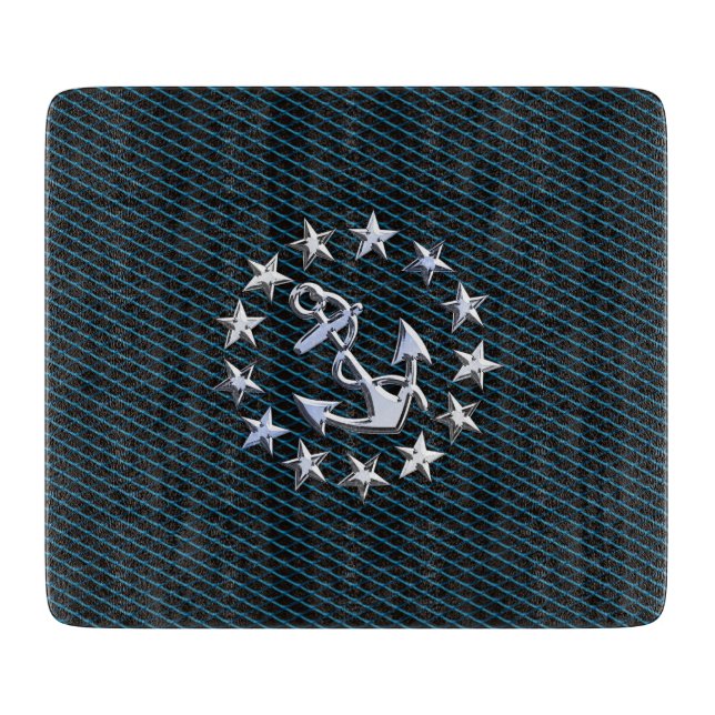 Sea Foam Chrome Yacht Flag Automotive Grille Print Cutting Board (Front)