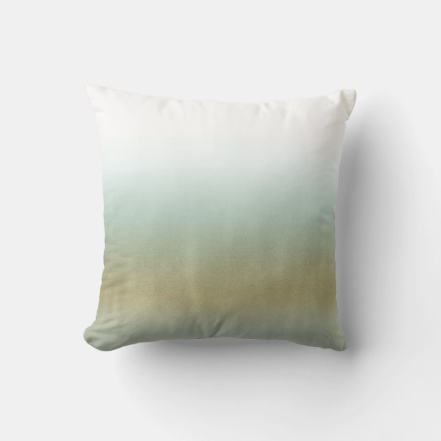 Sea Foam Gold White Elegant Beach Modern Wedding Throw Pillow (Front)