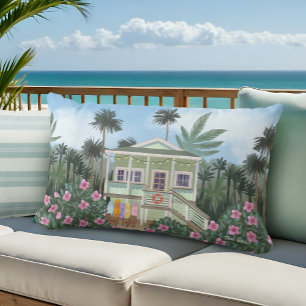 Sea Foam Green Beach House   Lumbar Pillow